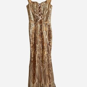 Gold sequin off the shoulder Mermaid Corset prom dress